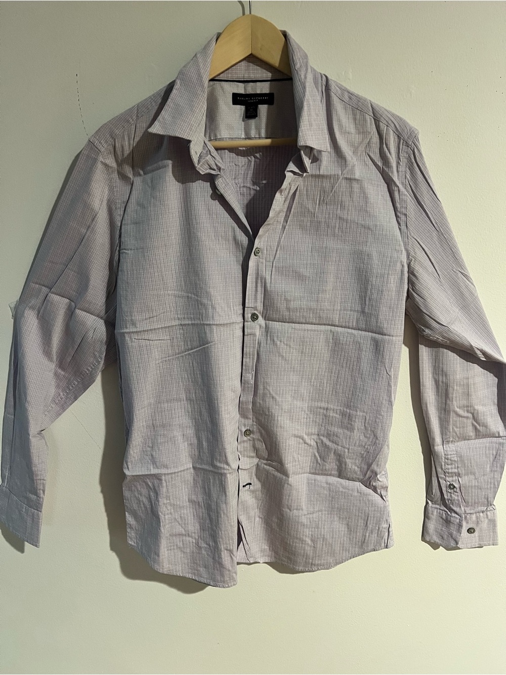 Banana Republic Light Lavender Striped Dress Shirt slim /strech